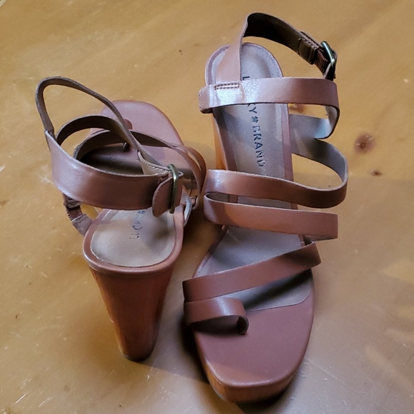 Lucky Brand leather wedge sandals - Picture 1 of 4